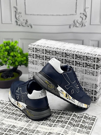 Кожаные кроссовки с мехом Premiata Mick - Navy / White   