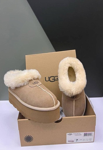 Женские ботинки с мехом UGG Mate Revival - Biege   