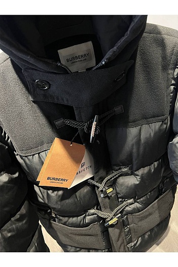 Мужская чёрная парка Burberry London England logo-patch   
