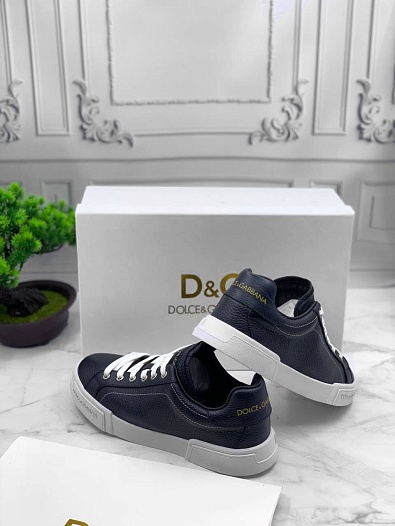Кожаные кроссовки Dolce & Gabbana Portofino - Navy / White   