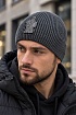 Мужская брендовая шапка Moncler серого цвета