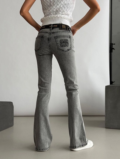 Синие женские джинсы клёш MIU MIU premium   