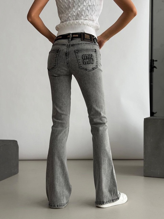 Синие женские джинсы клёш MIU MIU premium