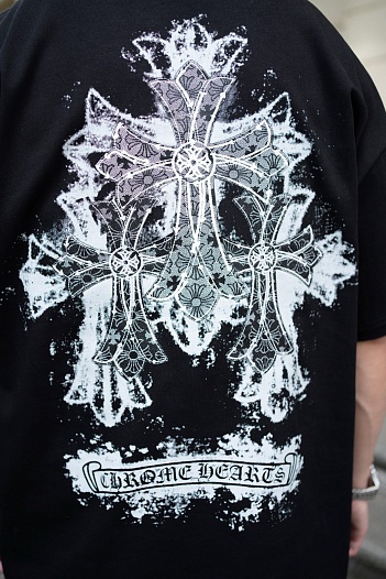 Чёрная оверсайз футболка Chrome Hearts Premium   