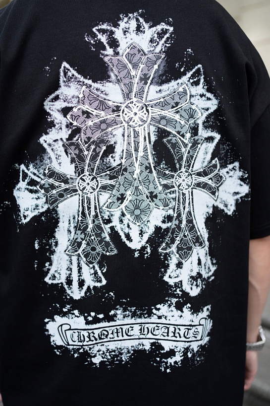Чёрная оверсайз футболка Chrome Hearts Premium