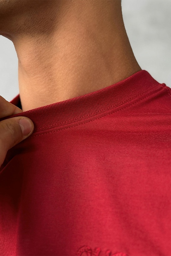 Мужская бордовая футболка Gucci logo-embroidered