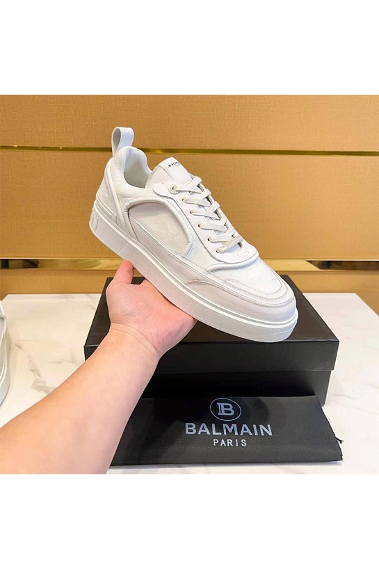 Комбинированные кроссовки Balmain белого цвета