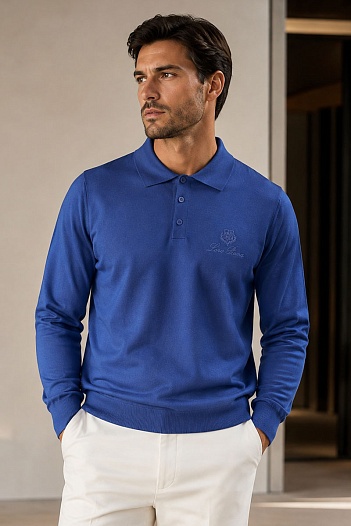 Поло с длинным рукавом Loro Piana цвета индиго   