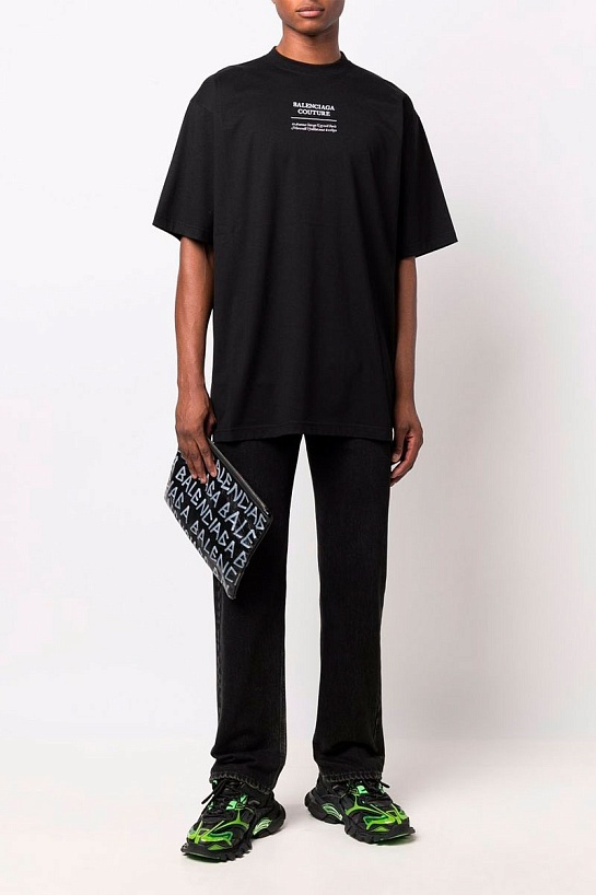 Чёрная оверсайз футболка Balenciaga Couture print
