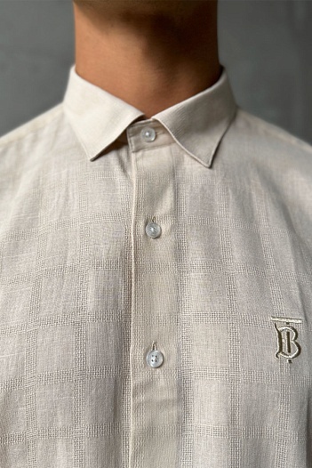 Мужская бежевая рубашка Burberry TB logo-embroidered   