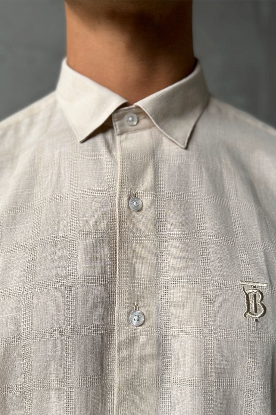 Мужская бежевая рубашка Burberry TB logo-embroidered