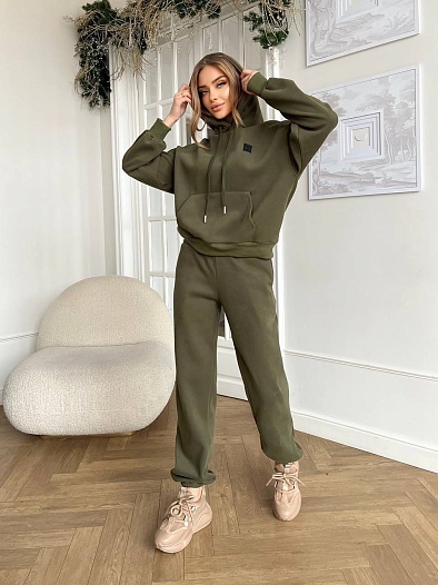 Женский костюм тройка на флисе Loewe Premium - Green   