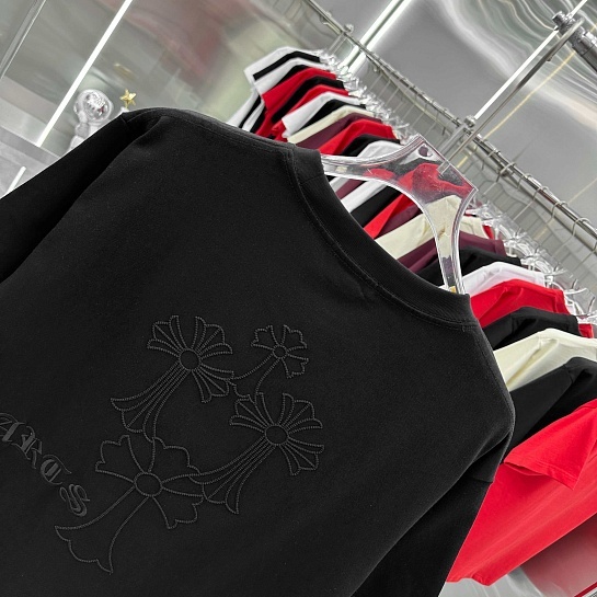 Чёрная оверсайз футболка Chrome Hearts Premium