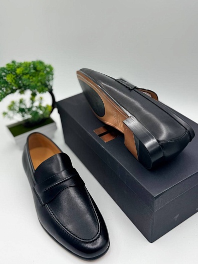 Чёрные кожаные лоферы Zegna   