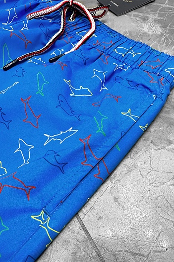 Мужские синие шорты Paul & Shark shark-print   