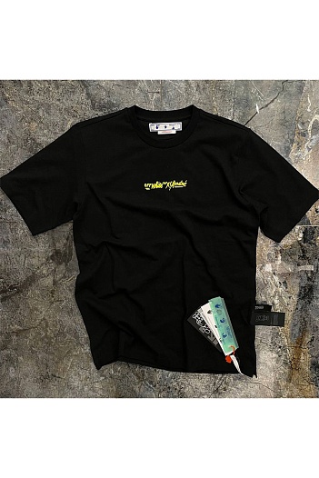 Чёрная оверсайз футболка Off-White x Kaws   