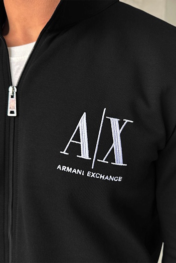 Кофта на молнии Armani Exchange logo-embroidered - Black   
