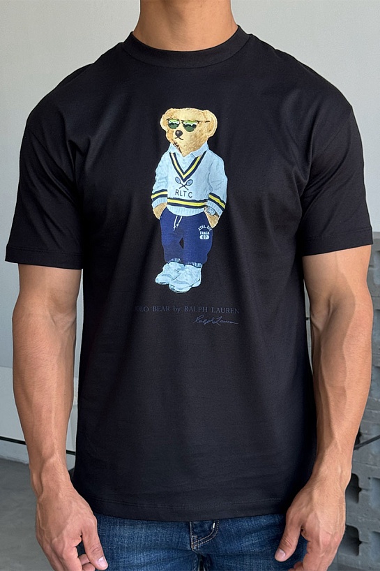 Мужская чёрная футболка Роlо Ralрh Lаurеn "Bear"