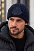 Мужская шапка тёмно-синего цвета Moncler logo-patch