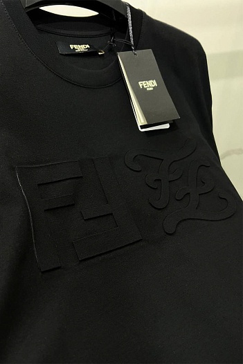 Чёрная футболка Fendi Monogram-pattern   
