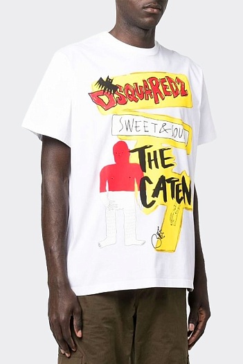 Белая футболка Dsquared2 graphic logo-print   
