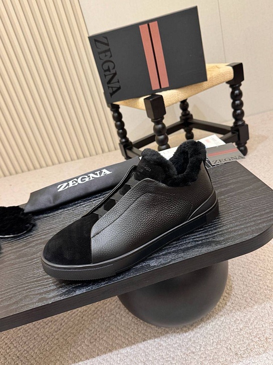Кроссовки с мехом Ermenegildo Zegna Triple Stitch high-top