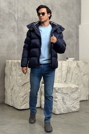 Синяя куртка со съёмными рукавами Burberry London England logo-patch   