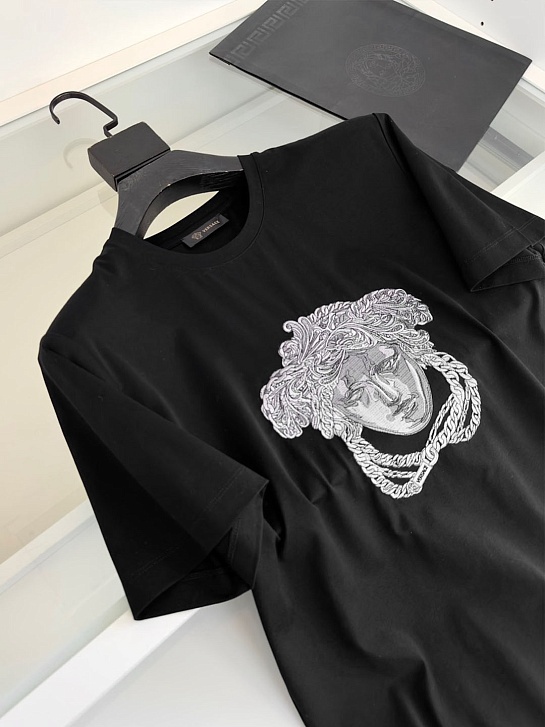 Мужская футболка Versace Medusa logo-embroidered - Black
