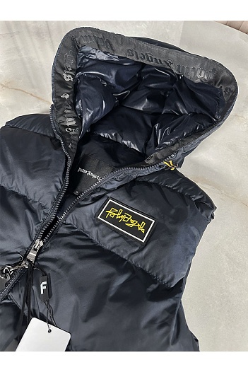 Мужской синий жилет Palm Angels с капюшоном   