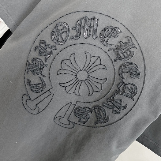 Серая оверсайз футболка Chrome Hearts Premium   