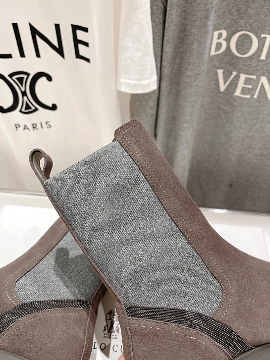 Женские замшевые ботинки Brunello Cucinelli Premium - Brown
