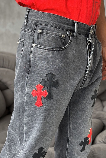Мужские джинсы Chrome Hearts multi-patch - Black Washed   