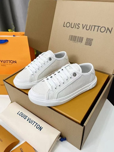Женские комбинированные кеды Louis Vuitton Premium - White   