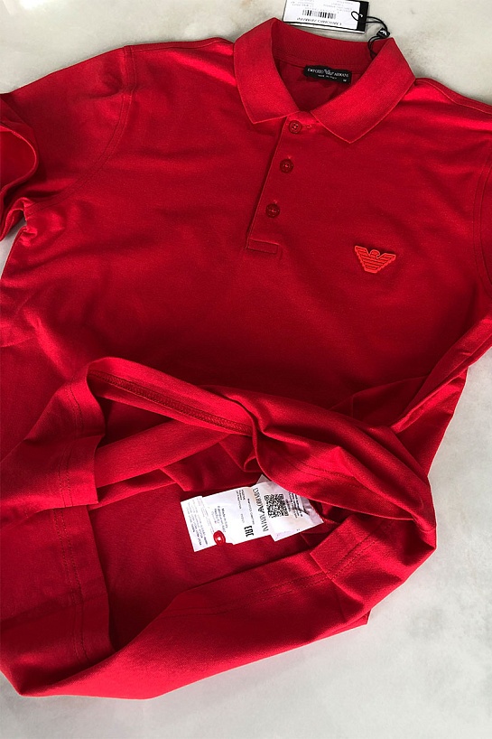 Красное мужское поло Emporio Armani 7