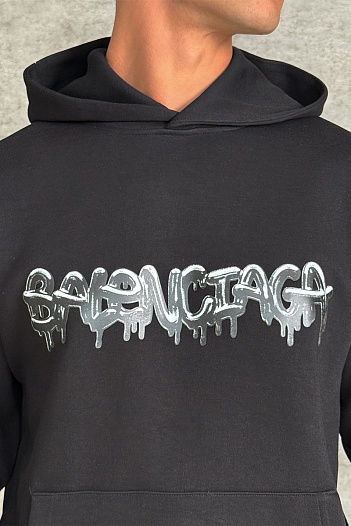 Худи чёрного цвета Balenciaga Slime logo-print   
