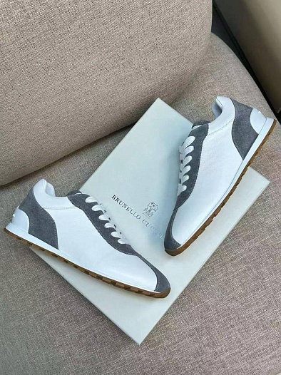 Женские комбинированные кроссовки Brunello Cucinelli low-top premium   