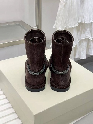 Женские замшевые сапоги Brunello Cucinelli premium - Brown   