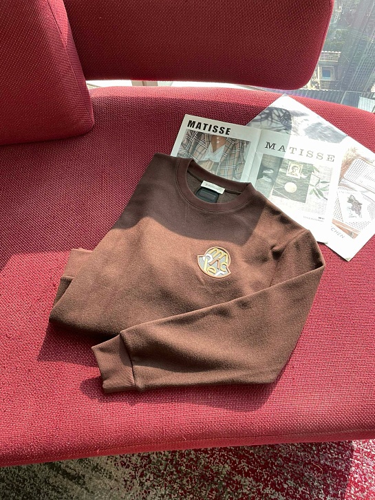 Мужской свитшот Moncler logo-patch - Brown