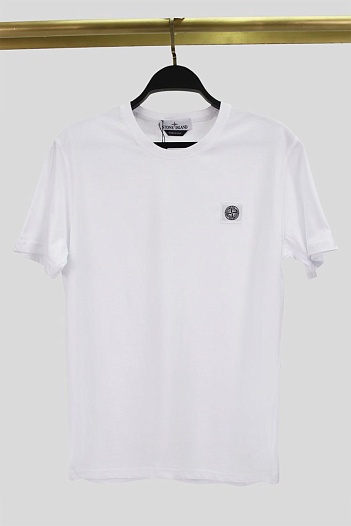 Мужская футболка белого цвета Stone Island compass badge   