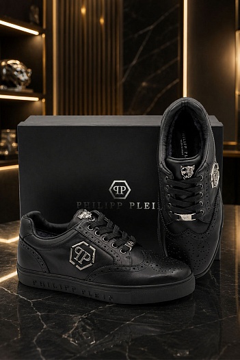 Кожаные кроссовки с мехом Philipp Plein   