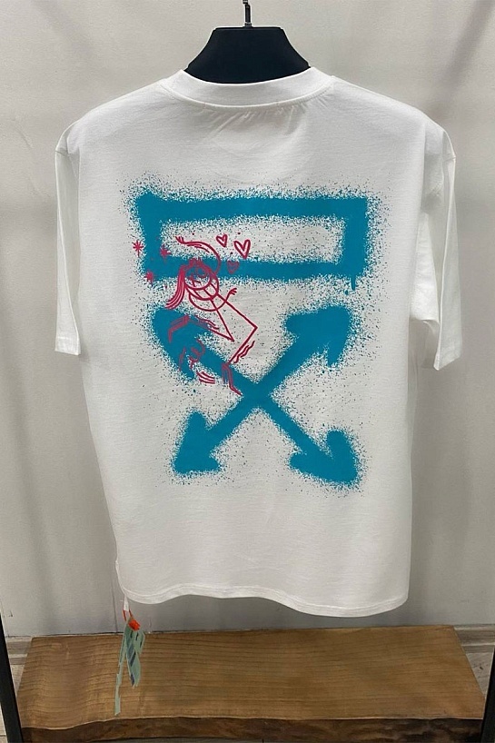 Белая оверсайз футболка Off-White x Andre Saraiva Arrows Spray