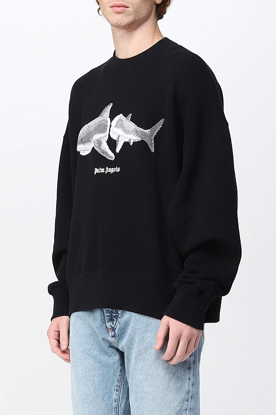 Чёрный оверсайз свитшот Palm Angels Shark