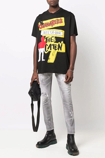 Чёрная футболка Dsquared2 graphic logo-print   
