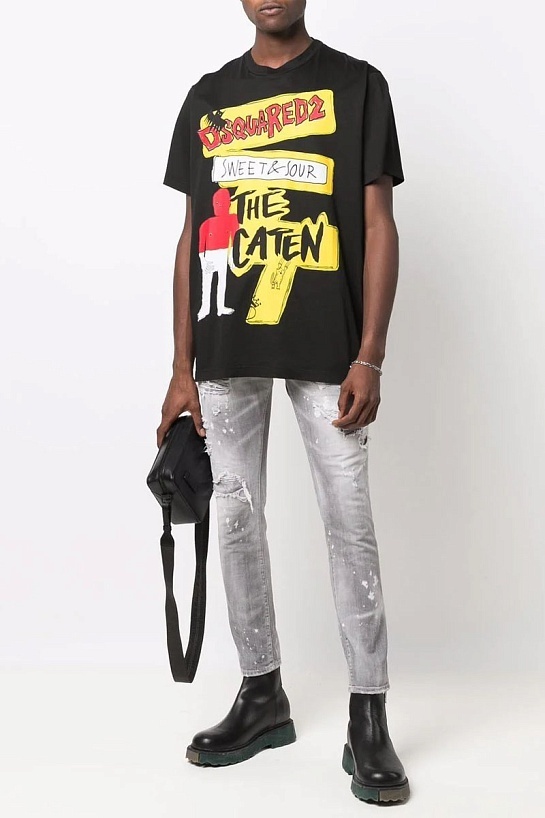 Чёрная футболка Dsquared2 graphic logo-print