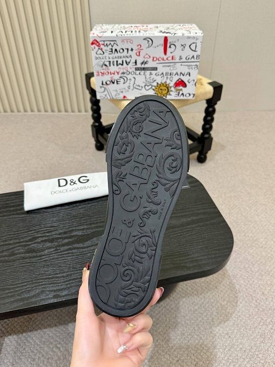 Чёрные кожаные кроссовки Dolce & Gabbana Portofino