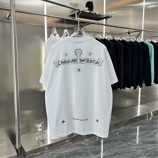 Белая оверсайз футболка Chrome Hearts Premium   
