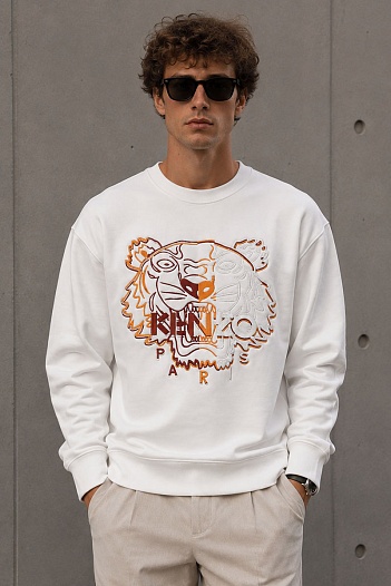 Мужской белый свитшот Kenzo Tiger Head embroidered   