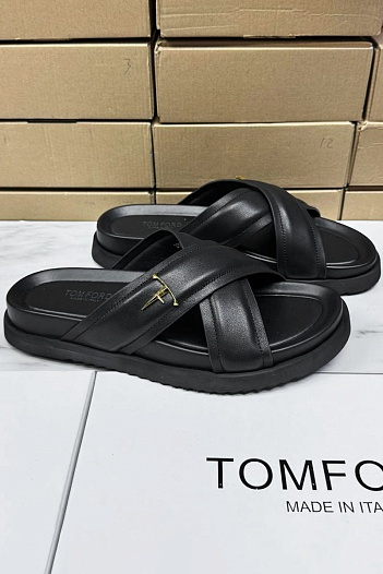 Кожаные шлёпанцы Tom Ford Preston - Black   