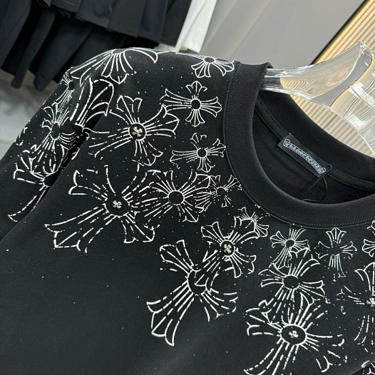 Чёрная оверсайз футболка Chrome Hearts Premium   