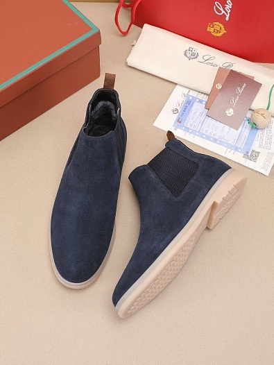 Замшевые ботинки с мехом Loro Piana   